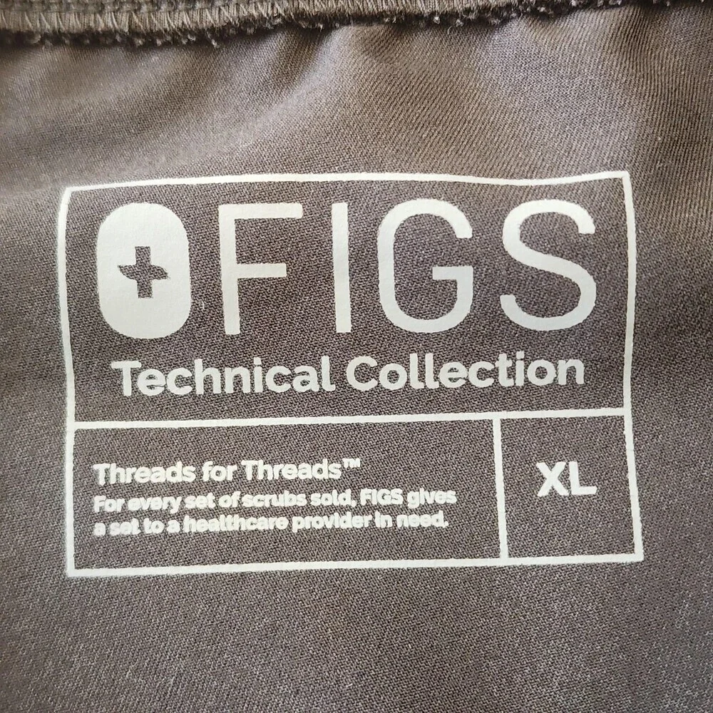 FIGS Technical Collection Pants Mens XL Black Scrubs Elastic Waist Workwear